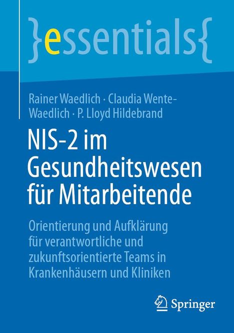 „NIS-2 im Gesundheitswesen für Mitarbeitende“ auf blauem Hintergrund. Springer-Logo unten rechts.