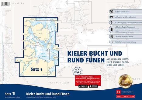 Sportbootkarten Satz 1: Kieler Bucht und Rund Fünen (Ausgabe 2024), Karten
