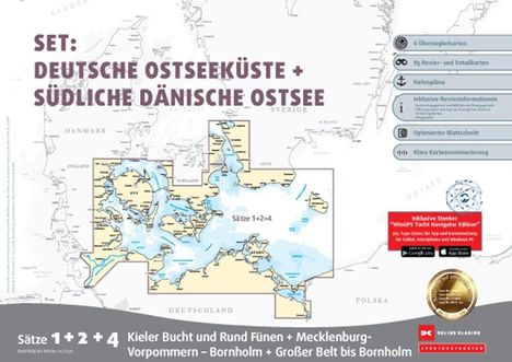 SET: DEUTSCHE OSTSEEKÜSTE + SÜDLICHE DÄNISCHE OSTSEE. Karten und Informationen zur Navigation und Region.