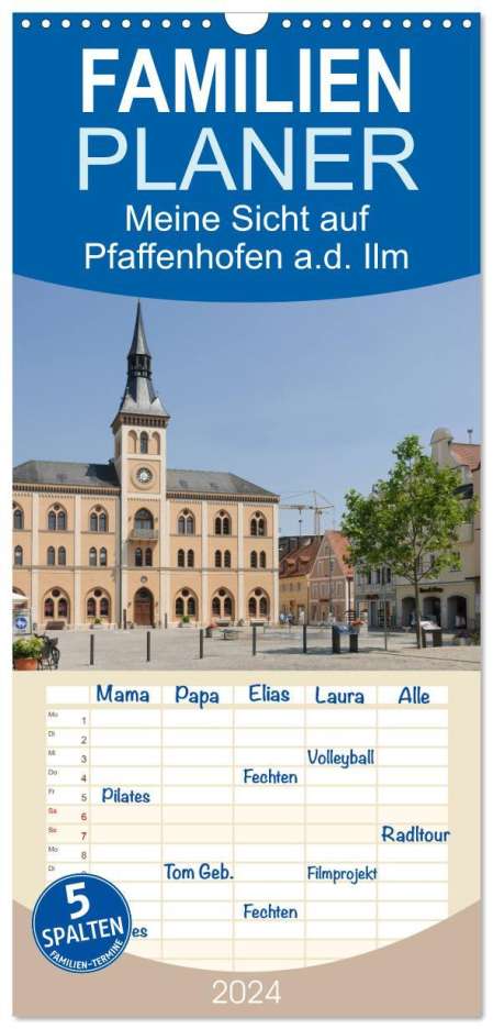Klaus Faltin: Familienplaner 2024 - Meine Sicht auf Pfaffenhofen mit 5 Spalten (Wandkalender, 21 x 45 cm) CALVENDO, Kalender
