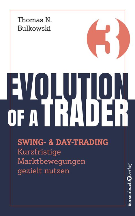 "Evolution of a Trader", "Swing- & Day-Trading", "Kurzfristige Marktbewegungen gezielt nutzen", rot-weißes Design.
