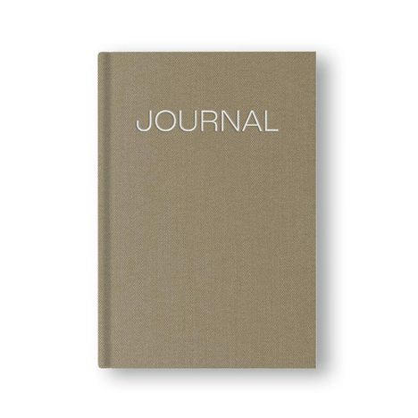 Der Text "JOURNAL" in Weiß steht zentral auf einem beige-braunen Einband.