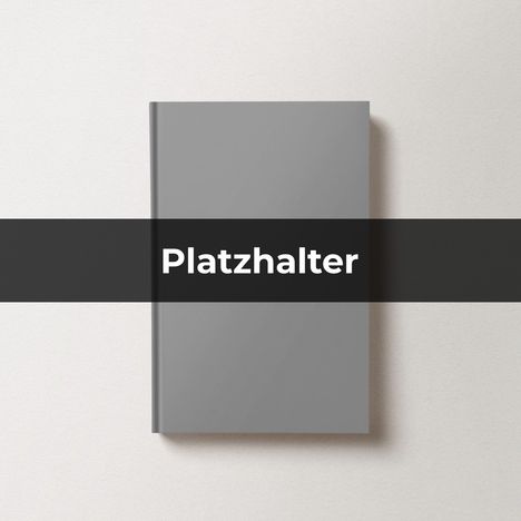 Text "Platzhalter" auf einem grauen Buchcover mit einem schwarzen Balken. Schlichte, moderne Gestaltung.