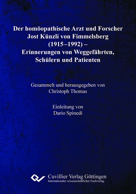 Titel: Erinnerungen von Weggefährten und Patienten. Blauer Hintergrund, Verlag-Logo unten.