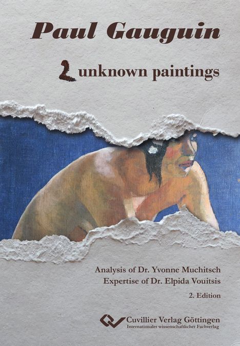 Cover von "Paul Gauguin: 2 unknown paintings". Unten eine Illustration eines nackten Rückens vor blauem Hintergrund.