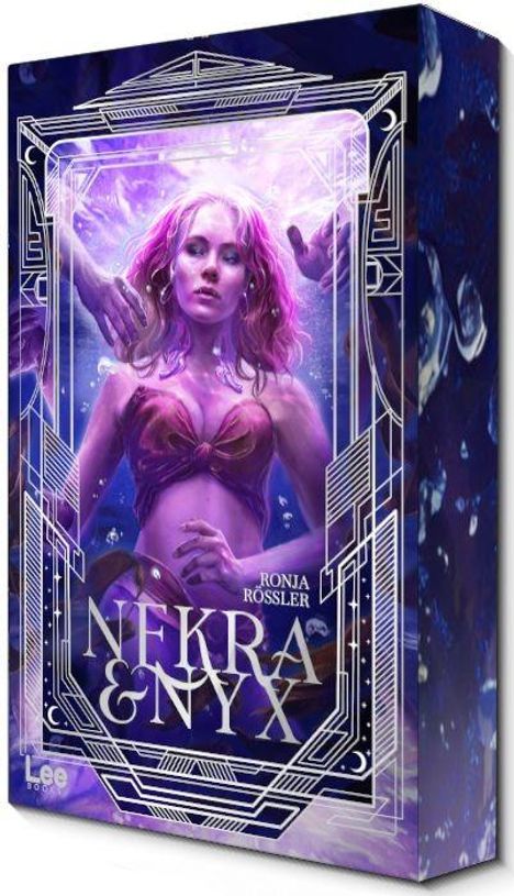 "Nekra & Nyx" von Ronia Rössler. Illustration zeigt eine Frau mit pinkem Haar und magischem Ambiente, umgeben von Händen.