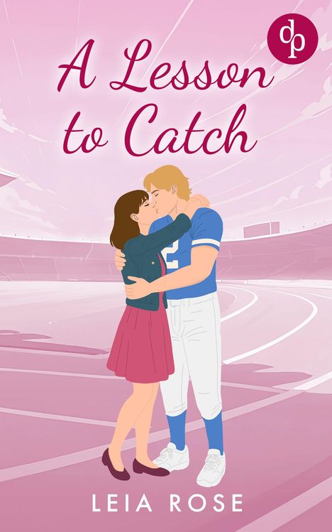 "A Lesson to Catch", "LEIA ROSE". Illustration eines liebenden Paares in einem Stadion.
