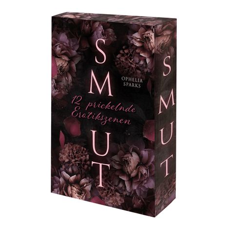 "SMUT" in rosa Text, darunter "12 prickelnde Erotikszenen", von "Ophelia Sparks". Hintergrund: dunkle, violette Blumen.