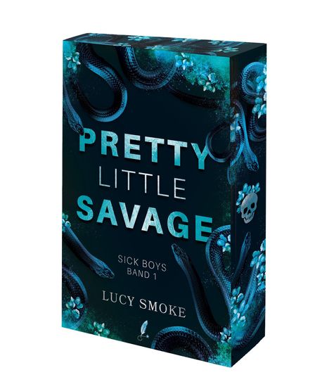 „PRETTY LITTLE SAVAGE“, „SICK BOYS BAND 1“, „LUCY SMOKE“. Illustration: Schlangen, Blumen, ein Totenkopf.
