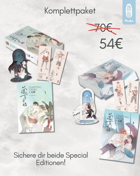 "Komplettpaket 54€"

Illustration von Buchcovern und Charakteren aus "Starting From A Lie".