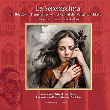 „La Serenissima: The Beauty of Transience – Schönheit der Vergänglichkeit.“ Aquarell einer Frau mit Geige.