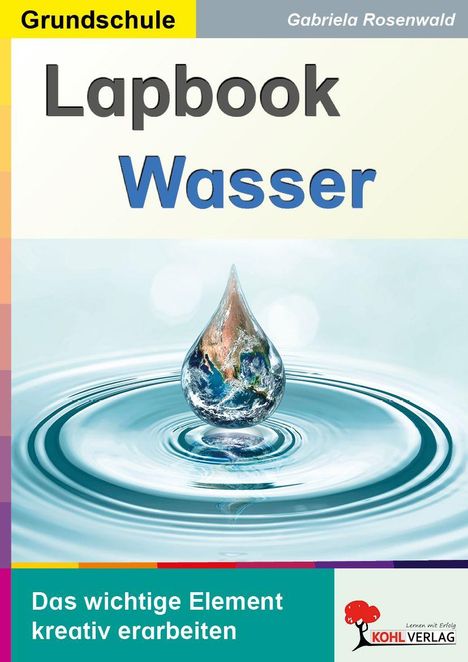 „Grundschule Lapbook Wasser. Das wichtige Element kreativ erarbeiten.“ Wassertropfen mit Erde im Hintergrund.