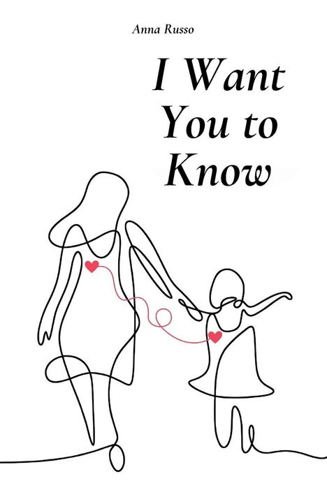 Text "Anna Russo", "I Want You to Know". Illustration: Zwei Personen, verbunden durch eine Linie mit Herzen.