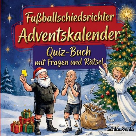 "Fußballschiedsrichter Adventskalender Quiz-Buch mit Fragen und Rätsel". Weihnachtsmotiv, Schiedsrichter im Kostüm.