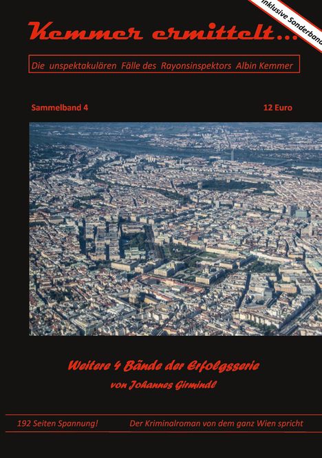 "Kamner ermittelt... Die unspektakulären Fälle des Rayonsinspektors Albin Kamner. Sammelband 4, 12 Euro." Luftaufnahme einer Stadt.