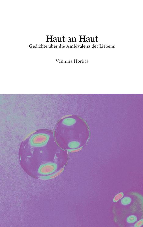 "Haut an Haut. Gedichte über die Ambivalenz des Liebens. Vannina Horbas." Darunter pastellfarbene Seifenblasen.