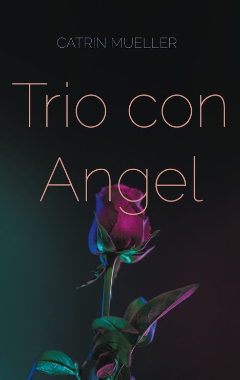 Catrin Mueller, Trio con Angel. Eine bunte Rose vor dunklem Hintergrund.