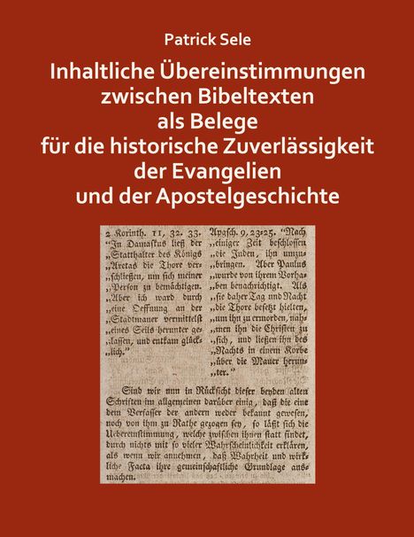 Titel: "Inhaltliche Übereinstimmungen zwischen Bibeltexten als Belege..." Textauszug zeigt Bibelzitate in altem Schriftstil.