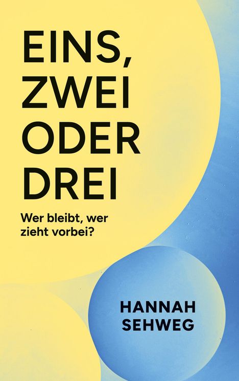 „Eins, zwei oder drei. Wer bleibt, wer zieht vorbei?“ Design mit gelben und blauen Kreisen, Hannah Sehweg.