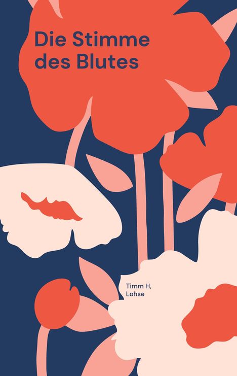 „Die Stimme des Blutes“ und „Timm H, Lohse“. Illustration: Rote und helle Blumen auf dunklem Hintergrund.
