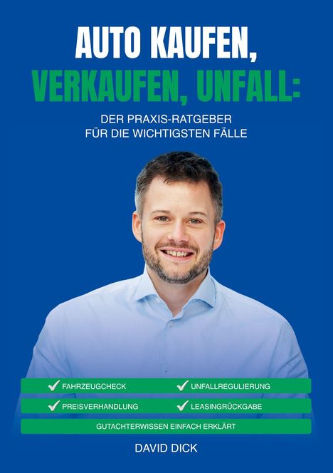 Auto kaufen, verkaufen, Unfall: Ratgeber. Themen: Fahrzeugcheck, Unfallregulierung, Preisverhandlung. Gesicht eines Mannes.