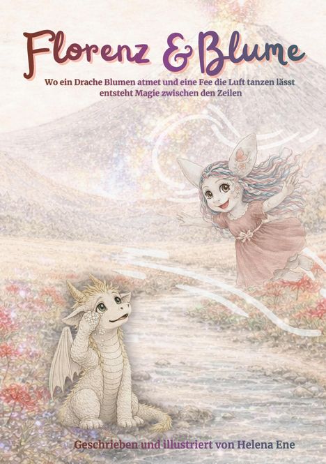 „Florenz & Blume“: Ein Drache und eine Fee im Märchenland. Illustration von Helena Ene.