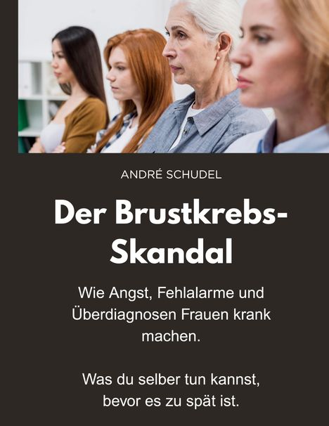 Text: „Der Brustkrebs-Skandal. Wie Angst, Fehlalarme und Überdiagnosen Frauen krank machen.“ Frauen in Seitenansicht.