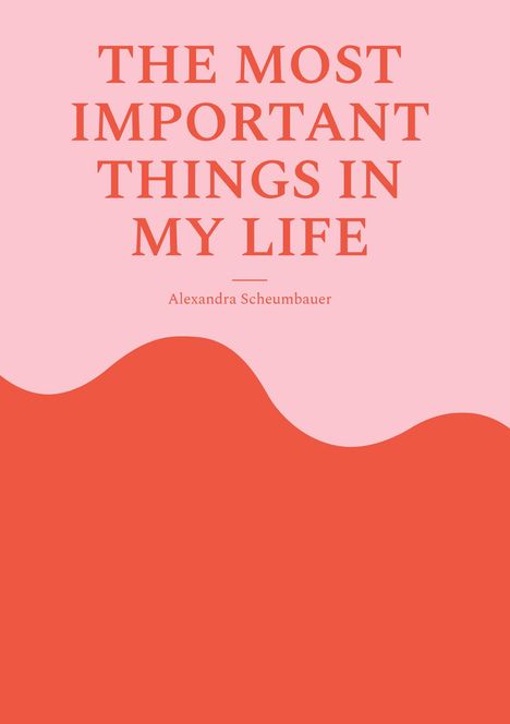 Text: "THE MOST IMPORTANT THINGS IN MY LIFE" und "Alexandra Scheumbauer". Einfache Grafik mit Wellenmotiv.