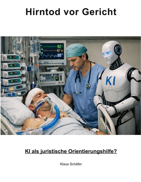 "Hirntod vor Gericht", "KI als juristische Orientierungshilfe?" und "Klaus Schäfer". Ein Arzt und ein Roboter am Krankenbett.