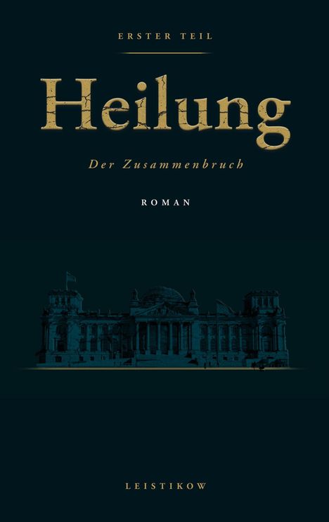 Erster Teil: Heilung. Der Zusammenbruch. Roman. Unteres Drittel: Silhouette eines großen Gebäudes mit Kuppel.