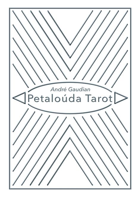„André Gaudian, Petalóuda Tarot“. Geometrisches Muster mit parallelen und diagonal verlaufenden Linien.