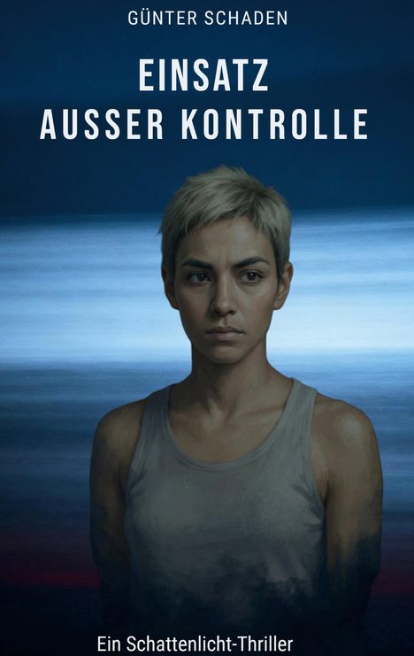 Titel: "Einsatz außer Kontrolle", Autor: Günter Schaden. Eine Illustration zeigt eine Person in einem grauen Tanktop.