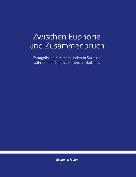 Titel: "Zwischen Euphorie und Zusammenbruch". Autor: Benjamin Krohn. Blauer Hintergrund mit weißem Text.