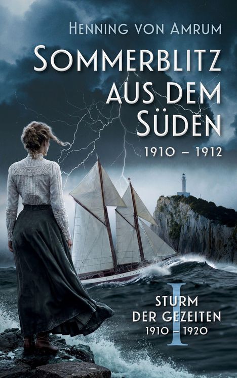 „Henning von Amrum: Sommerblitz aus dem Süden 1910-1912. Sturm der Gezeiten 1910-1920.“ Frau blickt auf stürmische See.