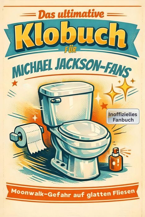 "Das ultimative Klobuch für Michael Jackson-Fans", "Moonwalk-Gefahr auf glatten Fliesen", illustriertes WC mit Zubehör.