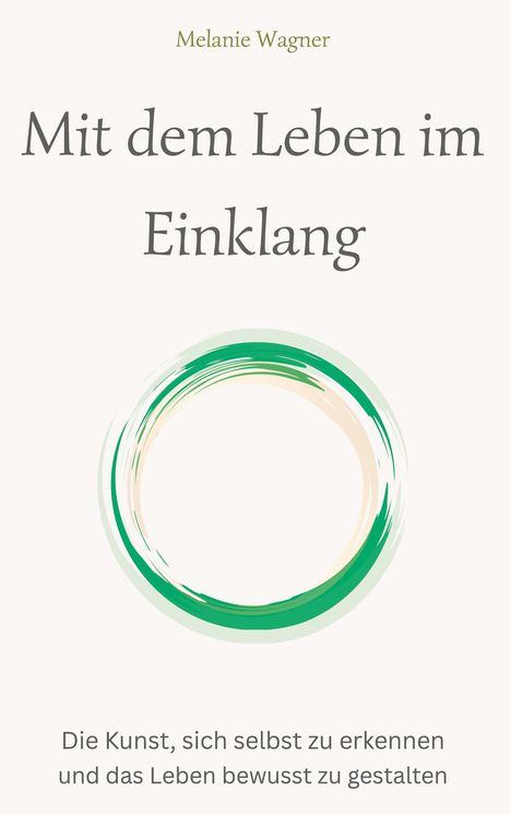 "Mit dem Leben im Einklang" steht groß. Darunter: "Die Kunst, sich selbst zu erkennen und das Leben bewusst zu gestalten." Ein grüner Kreis.