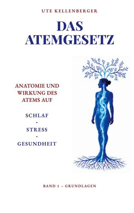 Titel: DAS ATEMGESETZ. Themen: Schlaf, Stress, Gesundheit. Illustration: Mensch mit Baumwurzeln und Zweigen.