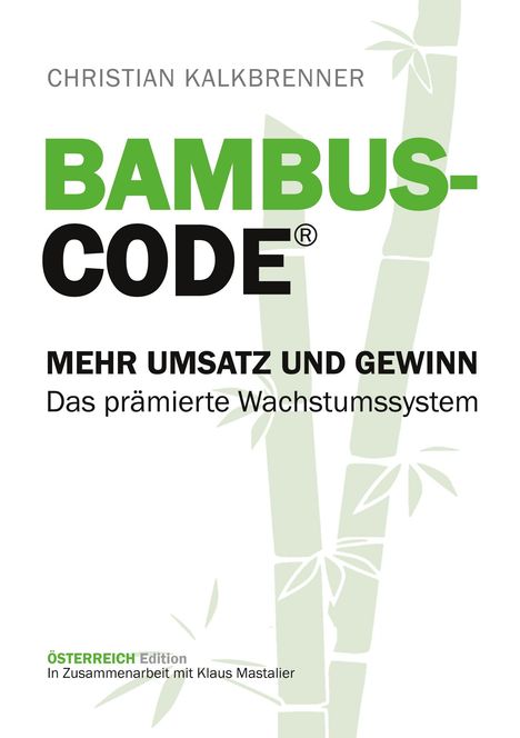 "BAMBUS-CODE® - MEHR UMSATZ UND GEWINN" steht in großer Schrift, im Hintergrund Bambusillustration.