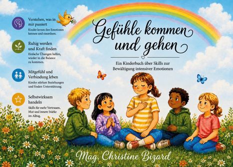 Gefühle kommen und gehen: Ein Kinderbuch über Skills zur Bewältigung intensiver Emotionen. Kinder sitzen auf einer Wiese.