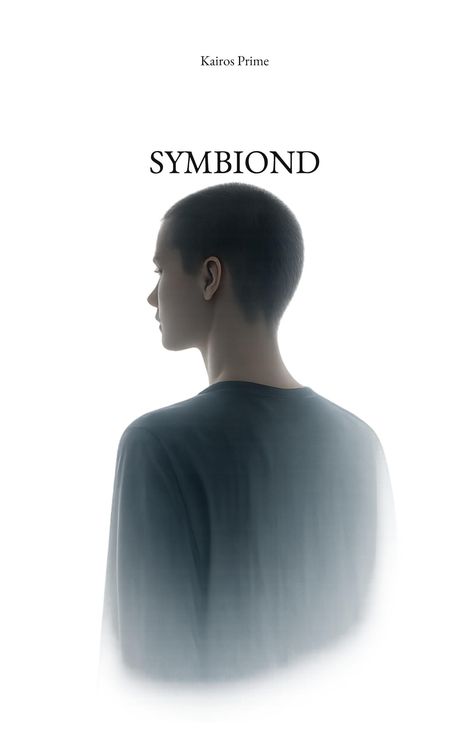 Text oben: "Kairos Prime", Mitte: "SYM-BIOND". Profilansicht einer Person mit kurzem Haar, in Nebel gehüllt.