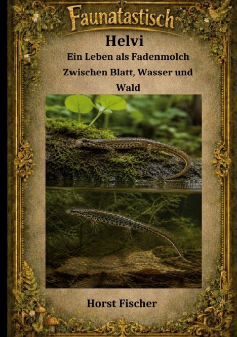 "Helvi - Ein Leben als Fadenmolch: Zwischen Blatt, Wasser und Wald" von Horst Fischer. Illustrationen zeigen den Molch.