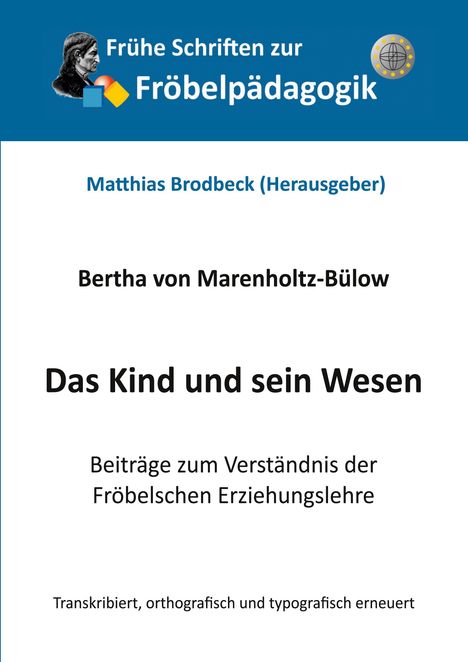 Text: "Das Kind und sein Wesen". Blaues Logo mit einer Person und geometrischen Formen oben.