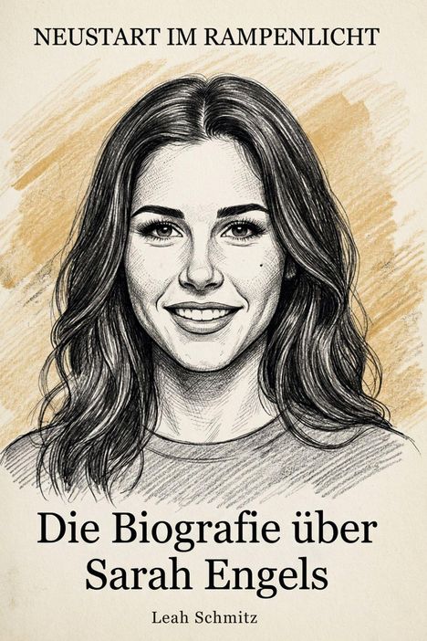 „Neustart im Rampenlicht. Die Biografie über Sarah Engels. Leah Schmitz.“ Illustration einer lächelnden Frau.