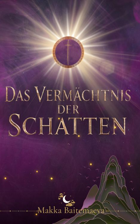 "Das Vermächtnis der Schatten" steht über einem Wald mit Silhouette eines Mädchens und ominösen Schatten.