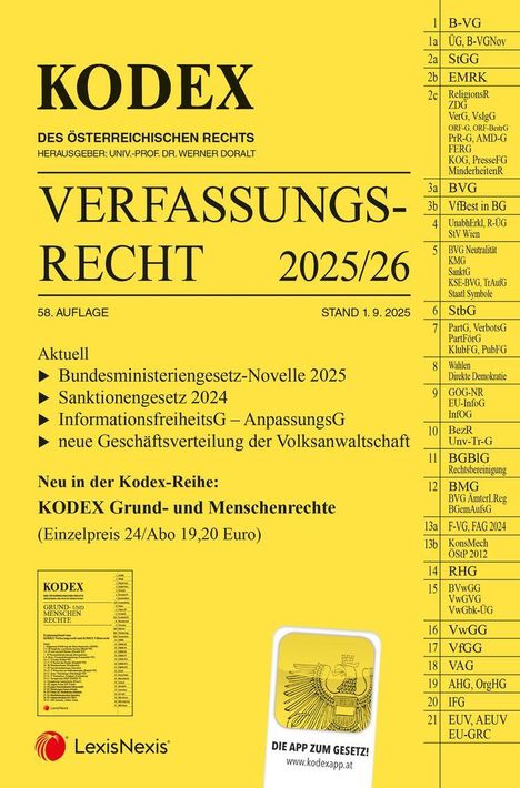 KODEX Verfassungsrecht 2025/26 - inkl. App, Buch