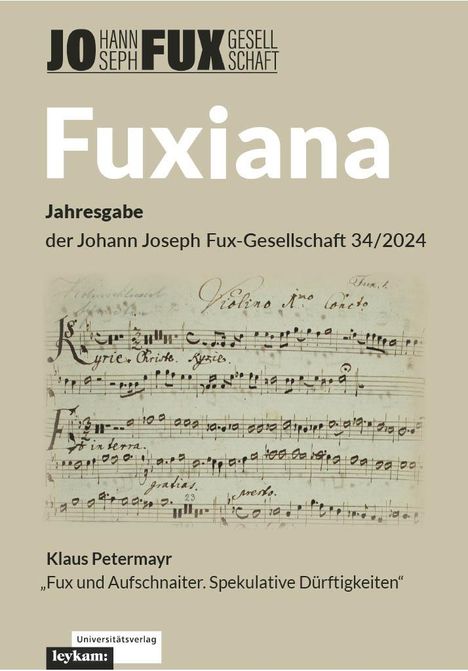 Klaus Petermayr: Fuxiana. Jahresgabe der Johann Joseph Fux-Gesellschaft 34/2024, Buch