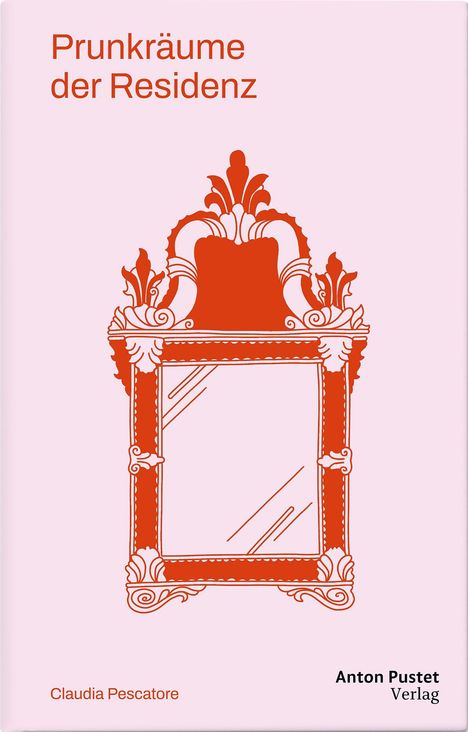 "Prunkräume der Residenz" steht oben, Autorenname Claudia Pescatore unten. Mittig ein opulenter roter Spiegel.