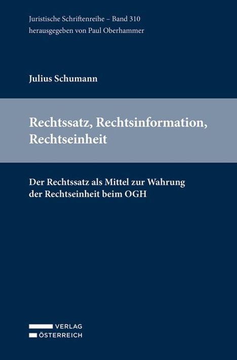 Julius Schumann: Rechtssatz, Rechtsinformation, Rechtseinheit, Buch