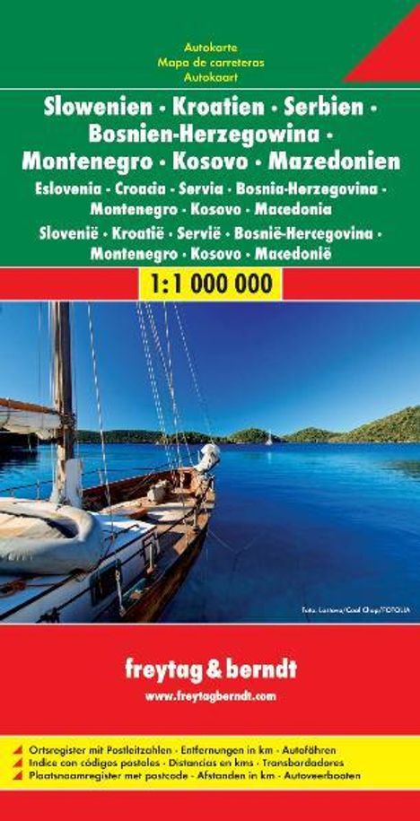 Slowenien / Kroatien / Serbien / Bosnien-Herzegowina / Montenegro / Kosovo / Mazedonien 1 : 1 000 000. Autokarte, Karten