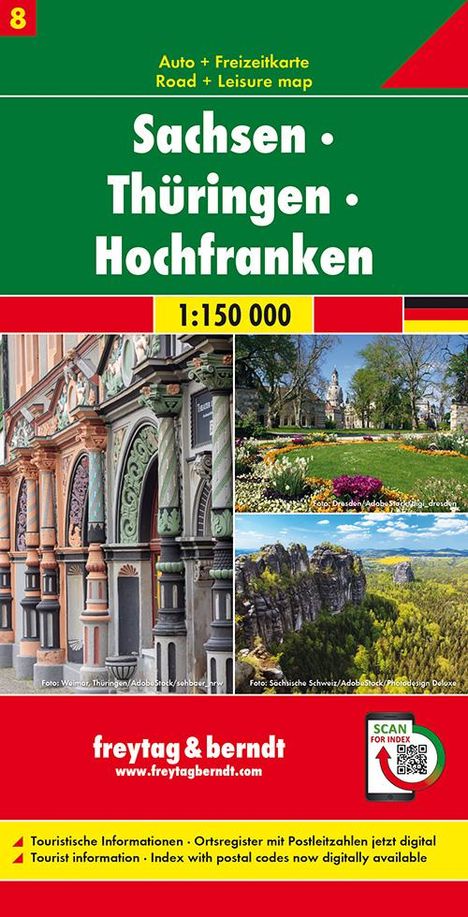 Sachsen - Thüringen - Hochfranken, Autokarte 1:150.000, Blatt 8, Karten